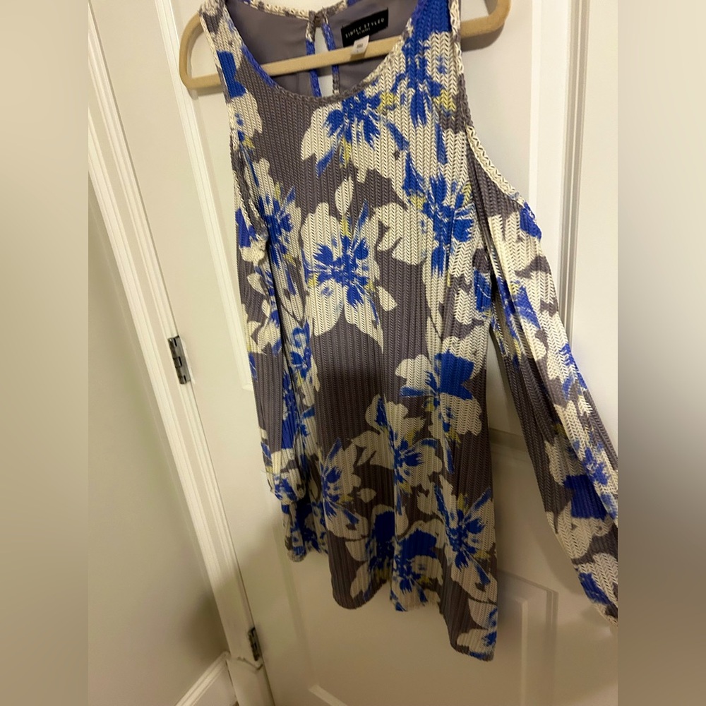 Multi colored cold shoulder dress